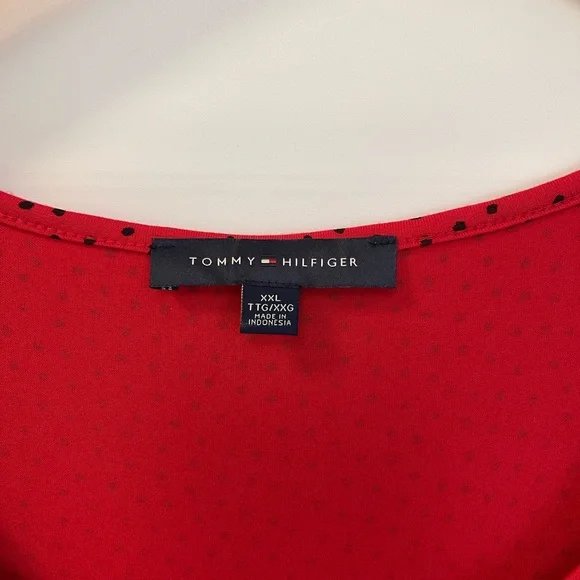 Tommy Hilfiger Dress Women’s XXL Red Polka Dot Tiered Midi Stretch - Picture 10 of 11